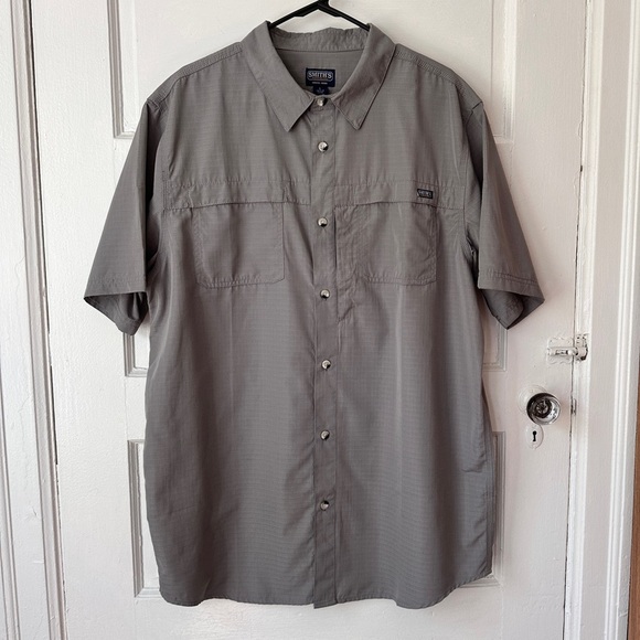 Smiths Workwear Men’s Button Front Shirt L Ripstop Collared Short Sleeve Utility - Picture 6 of 11